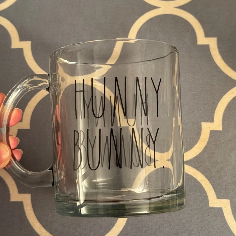 NWT Rae Dunn Clear Glass Easter Mugs - Hunny Bunny & Happy Easter - Picture 5 of 6